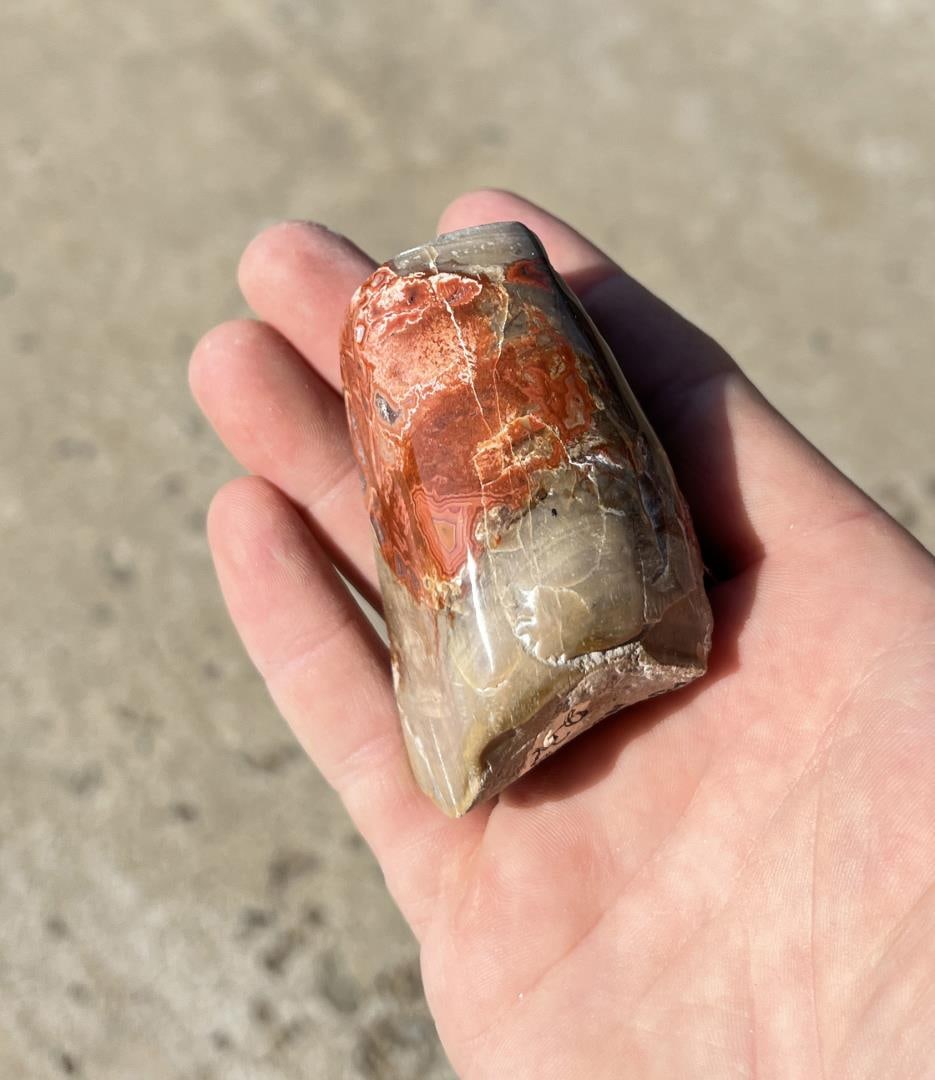 Ribbon Agate South Dakota Specimen: 2 3/4" by 1 1/2" by 1 1/2". 138 grams. Provenance: From the Estate of Kitty's Copper Shop Butte Montana.