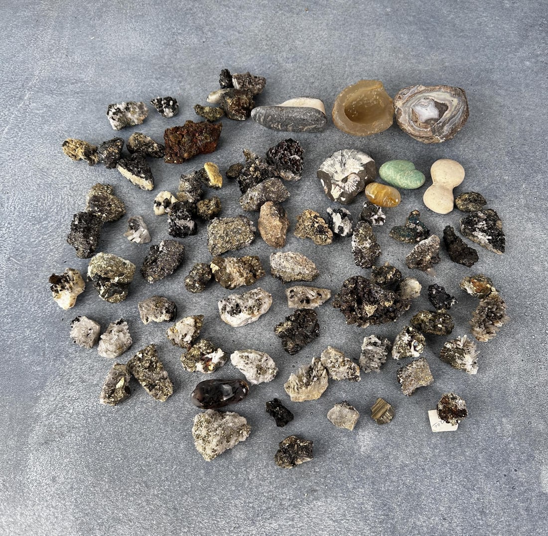 Enargite Pyrite Bornite Butte Montana Specimens: Nice grouping. Provenance: From the Estate of Kitty's Copper Shop Butte Montana.