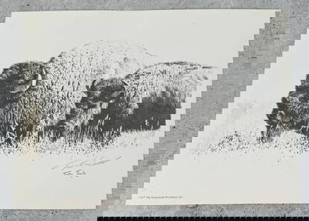 Tucker Smith Buffalo Print Artist Signed: 11 1/2" by 8 1/2".