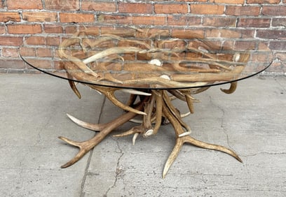 Incredible Custom Made Moose Elk Horn Table