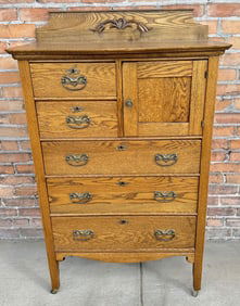 Restored Antique Oak High Boy Dresser