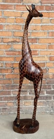 Large Carved African Wood Giraffe Sculpture