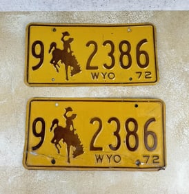 1972 Wyoming License Plate Set