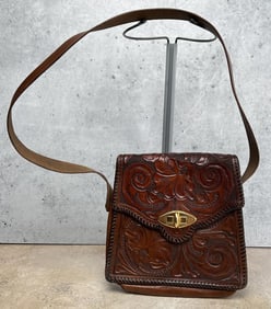 Vintage Tooled Leather Hippie Boho Cowgirl Purse