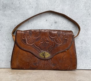 Vintage Tooled Leather Hippie Boho Cowgirl Purse