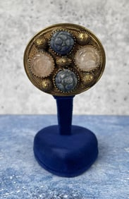 Victorian Sodalite and Rose Quartz Brooch