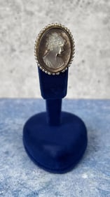 .800 Silver Abalone Cameo Brooch