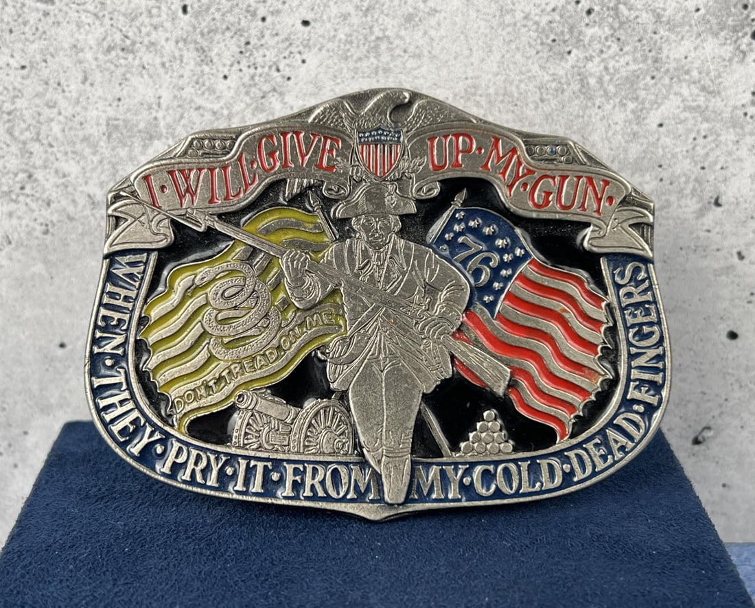 Don't Tread on Me Belt Buckle: 2 3/8" by 3 1/4".