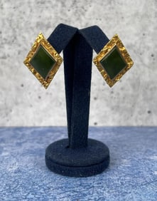 10k Gold Alaskan Jade Earrings