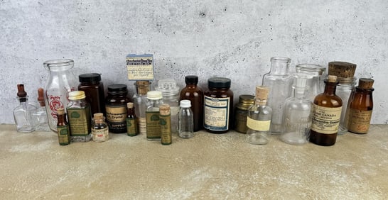 Collection of Antique Apothecary Pharmacy Bottles