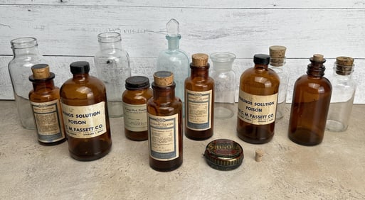 Collection of Antique Apothecary Pharmacy Bottles