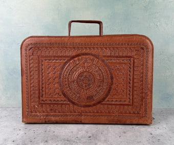 Mexican Aztec Pattern Tooled Leather Case