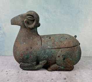 Chinese Bronze Ram Box