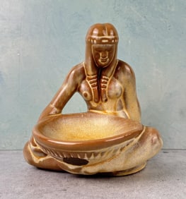 Frankoma Indian Maiden Pottery Dish