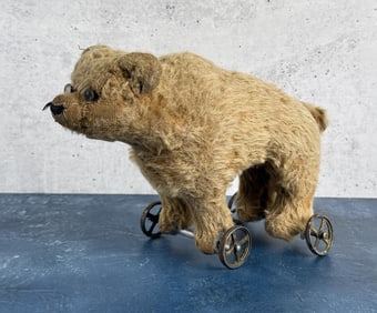 Antique Mohair Bear Pull Toy
