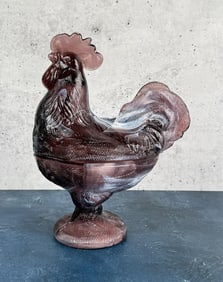 Westmoreland Glass Rooster Covered Dish