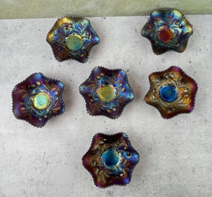 Northwood Carnival Glass Strawberry Berry Bowls