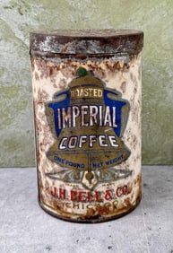 Imperial Coffee 1lb Paper Label Tin Can