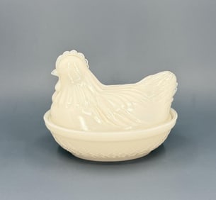 Glass Chicken Hen on Nest