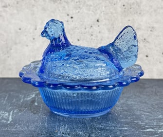 Glass Chicken Hen on Nest