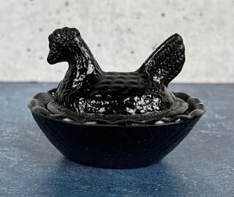 Glass Chicken Hen on Nest