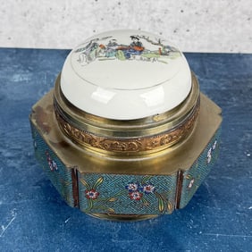 Chinese Cloisonne and Porcelain Trinket Box