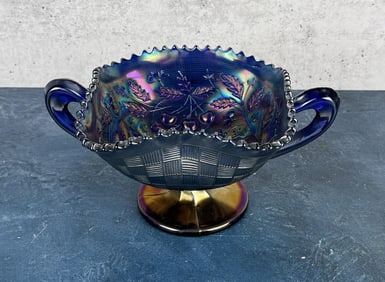 Northwood Cobalt Fruits & Flowers Carnival Glass