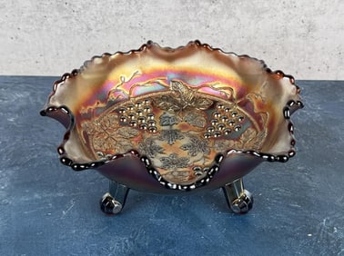 Northwood Grape & Cable Carnival Glass Bowl