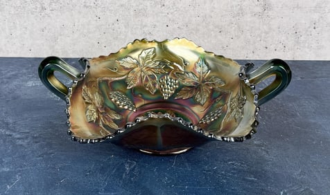 Fenton Grape Vine Maple Carnival Glass Bowl