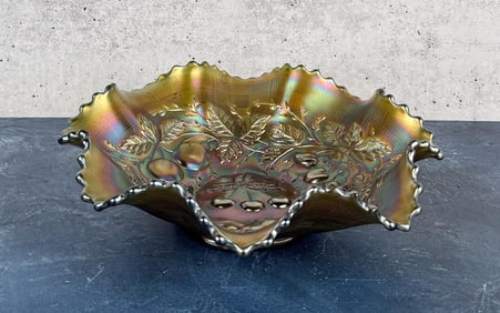 Northwood Three Fruit Carnival Glass Bowl