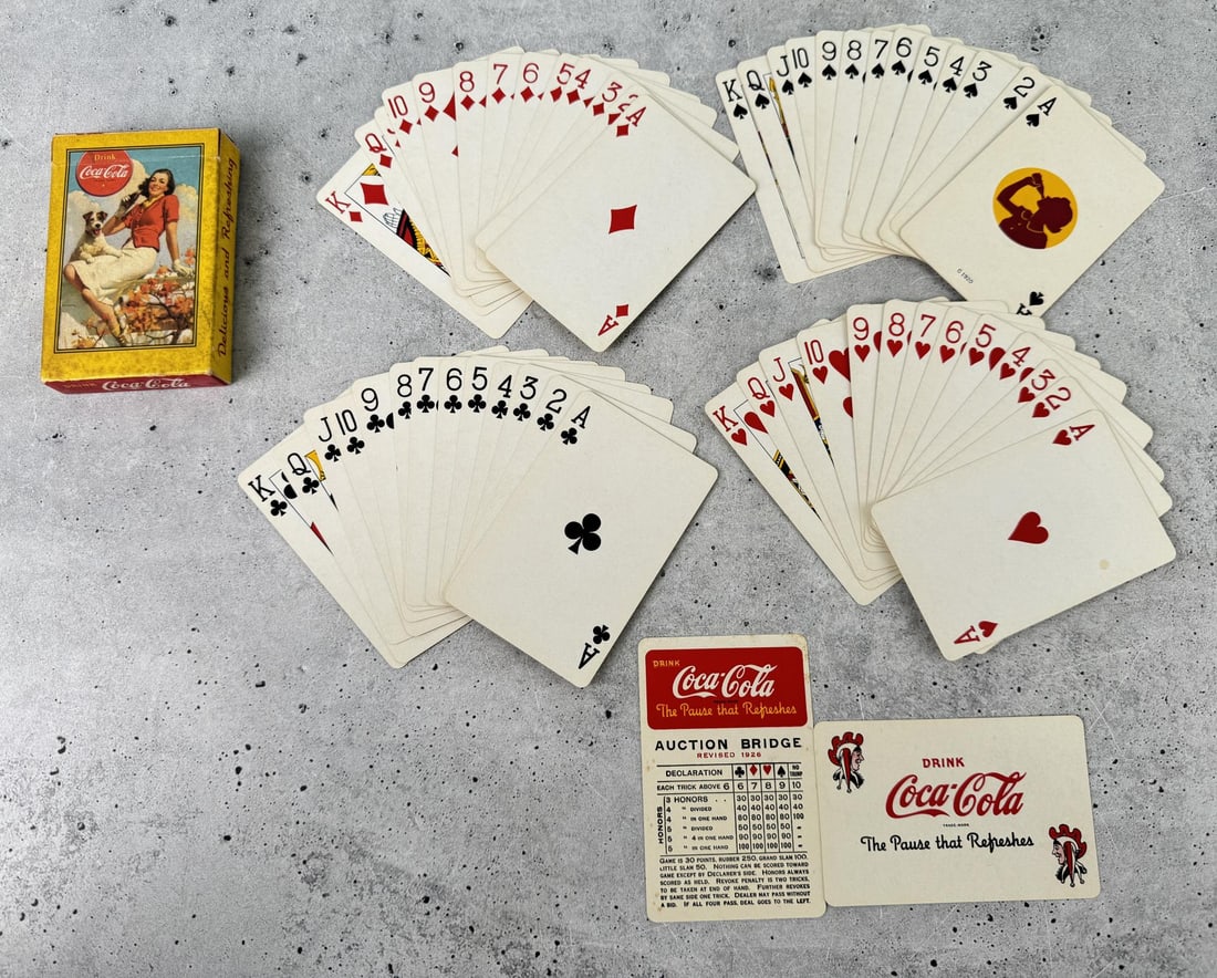 1943 Coca Cola Playing Cards Yellow Lady & Dog (1 of 3)