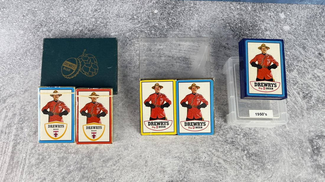 Drewrys Big D Beer Playing Cards: One double deck is sealed, the others are complete.