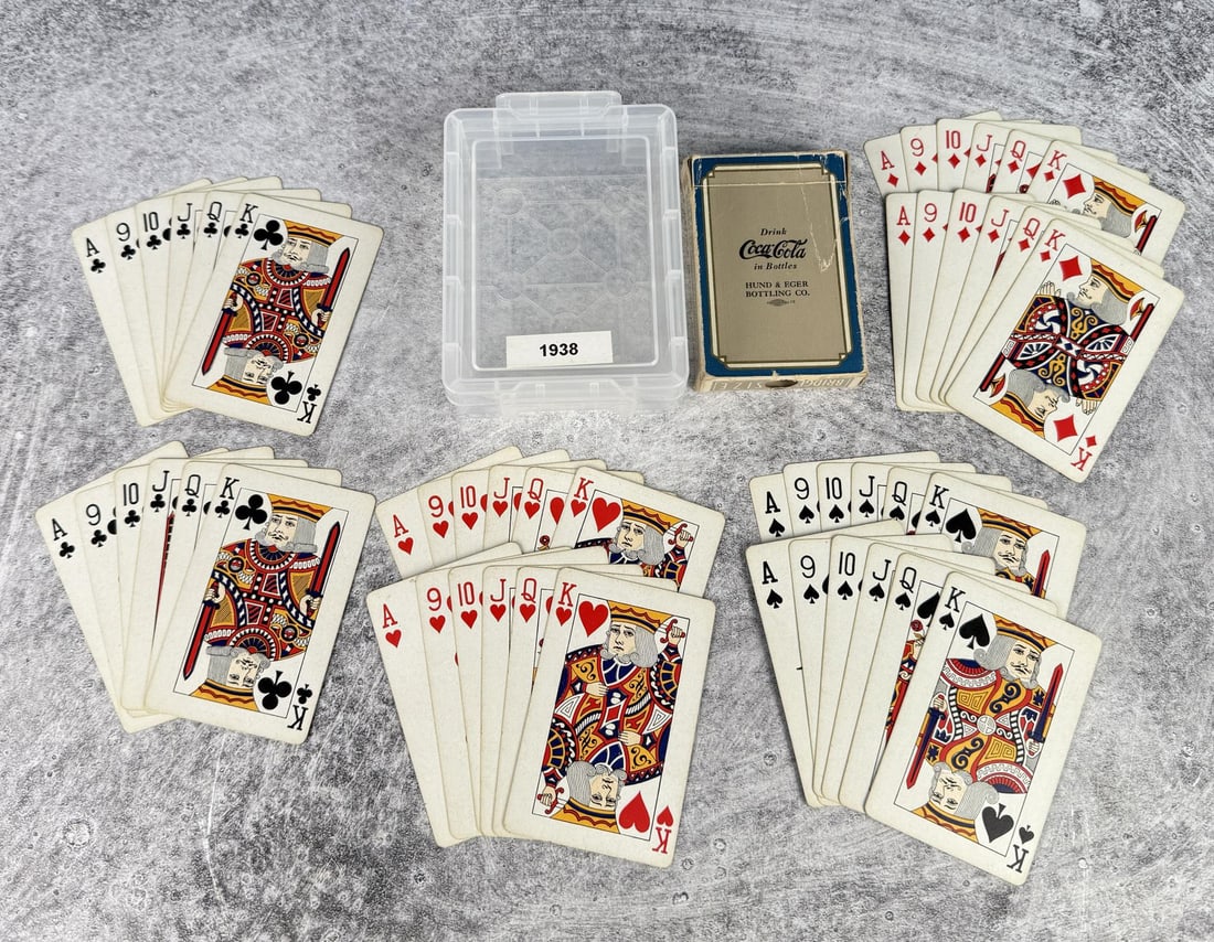 1938 Coca Cola Pinochle Playing Cards: Hund & Eger. Complete deck.
