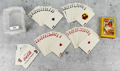 1943 Coca Cola Playing Cards Yellow Lady & Dog