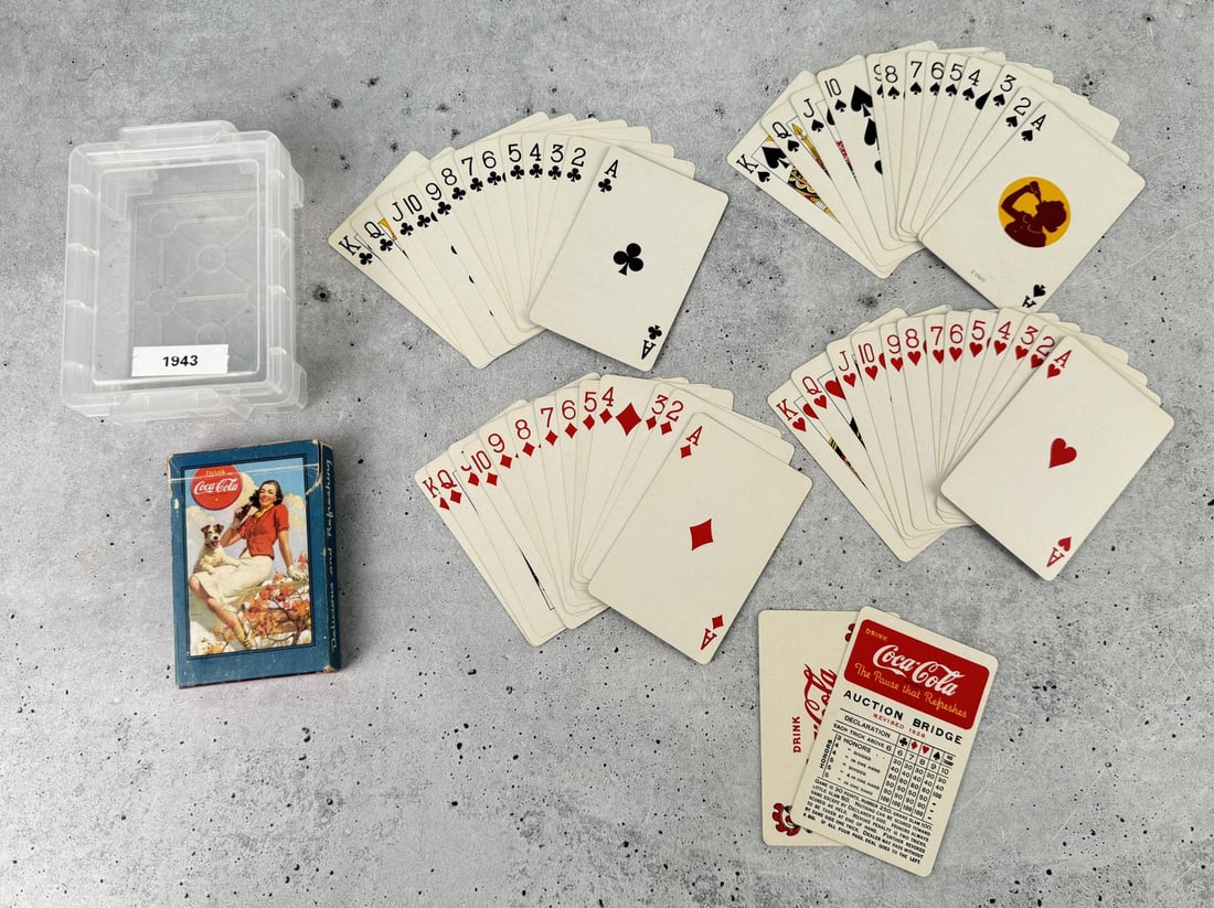1943 Coca Cola Playing Cards Blue Lady & Dog (1 of 3)