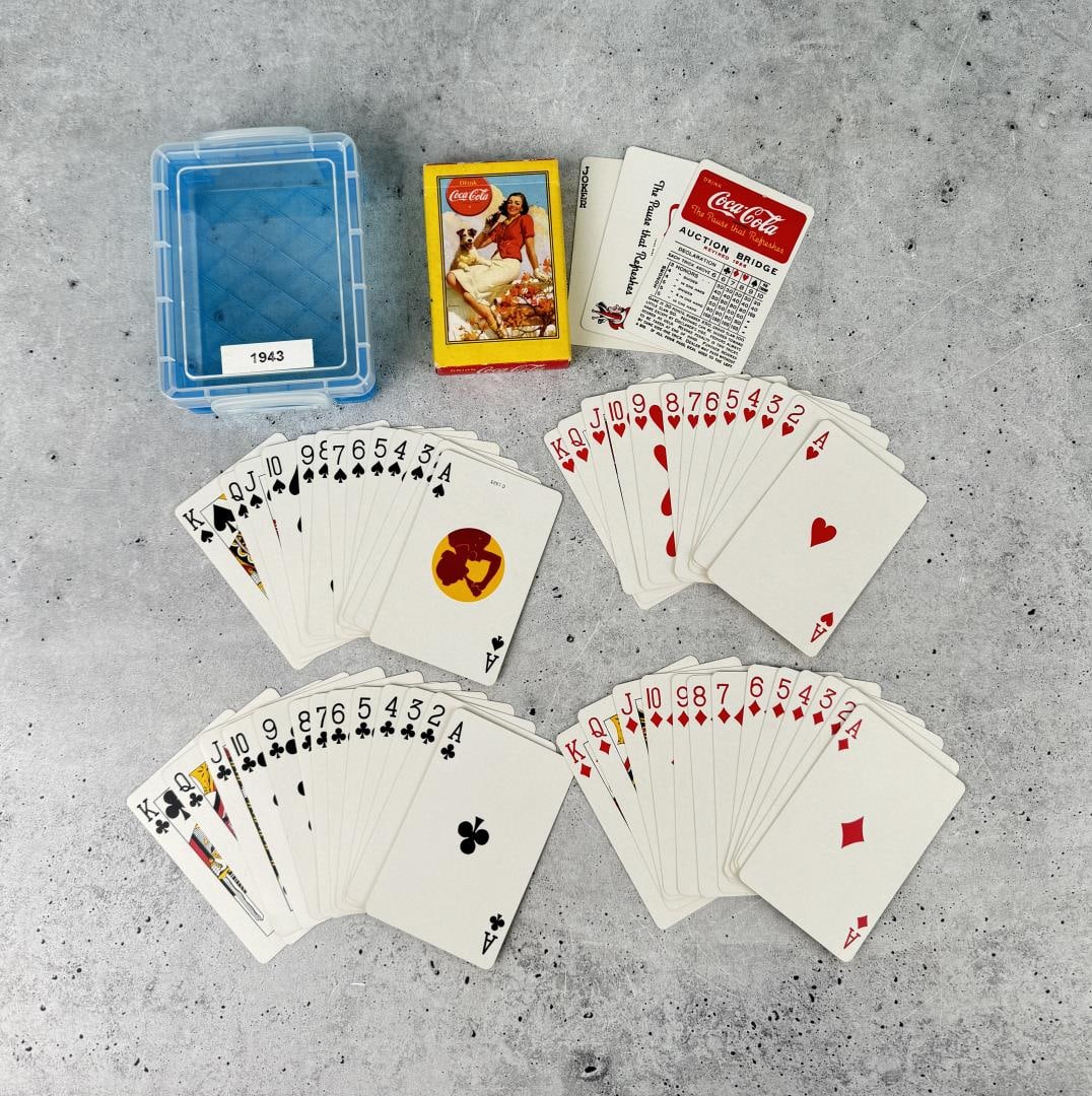 1943 Coca Cola Playing Cards Yellow Lady & Dog (1 of 3)