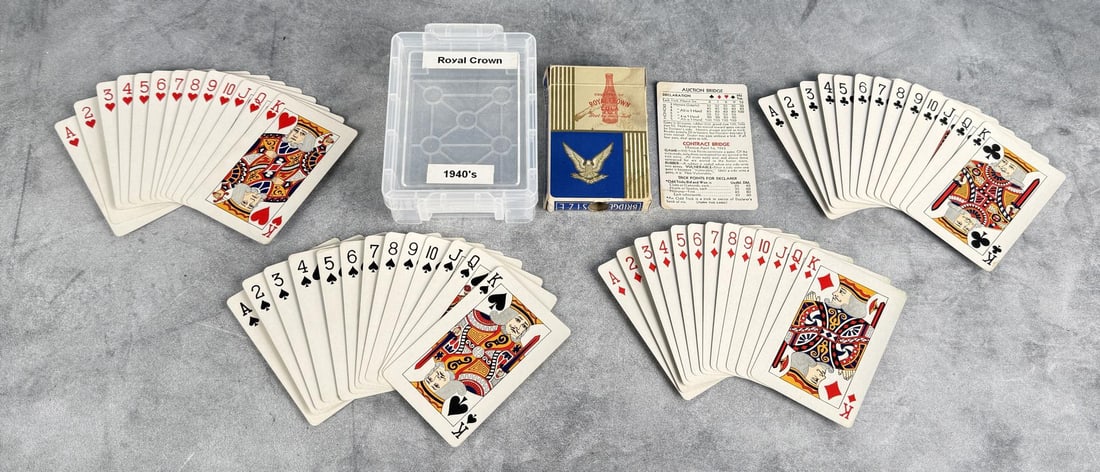 1940s Royal Crown Cola Playing Cards: Missing Jokers.
