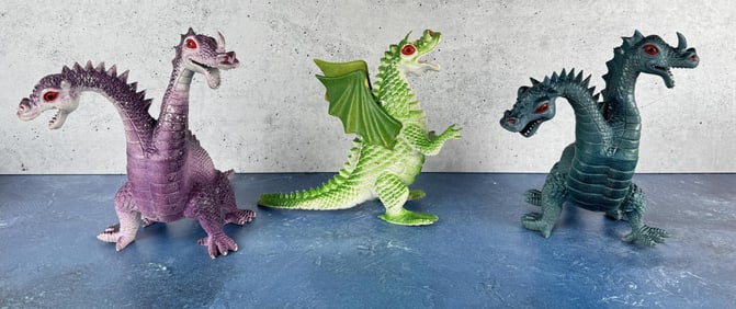 Vintage Imperial Hong Kong Vinyl Dragon Toys