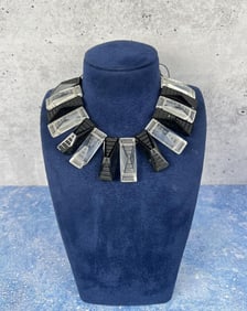 Art Deco Faceted Glass Mourning Necklace