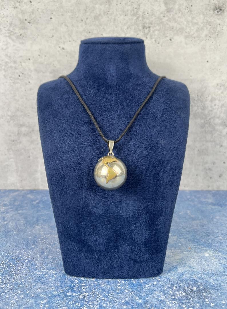 Taxco Sterling Silver Globe Chime Necklace: 14 3/8" long.