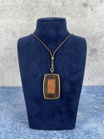 Custom Made Bronze and Wood Necklace