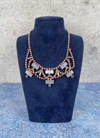Costume Jewelry Pink Blue Rhinestone Necklace