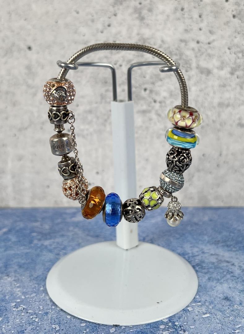 Soufeel Sterling Silver Charm Bracelet: 3" outside diameter.