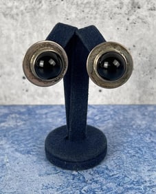 Taxco Mexico Sterling Onyx Earrings