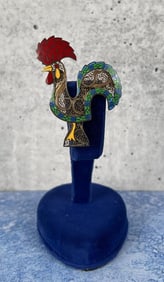 Topazio Sterling Enamel Rooster Brooch