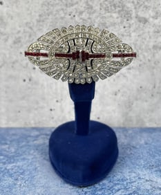 Art Deco Costume Jewelry Rhinestone Brooch
