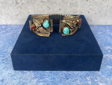 Navajo Sterling Silver Turquoise Watch Band Tips