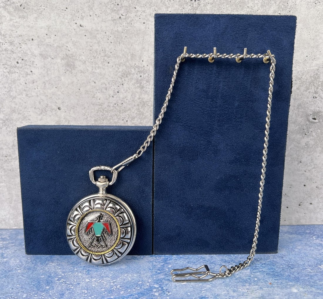 Native American Indian Pocket Watch: Needs a battery.