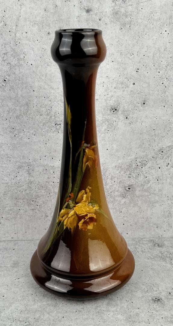 J.B. Owens Utopian Pottery Flower Vase: 13 1/2" tall by 6 1/4" in diameter.