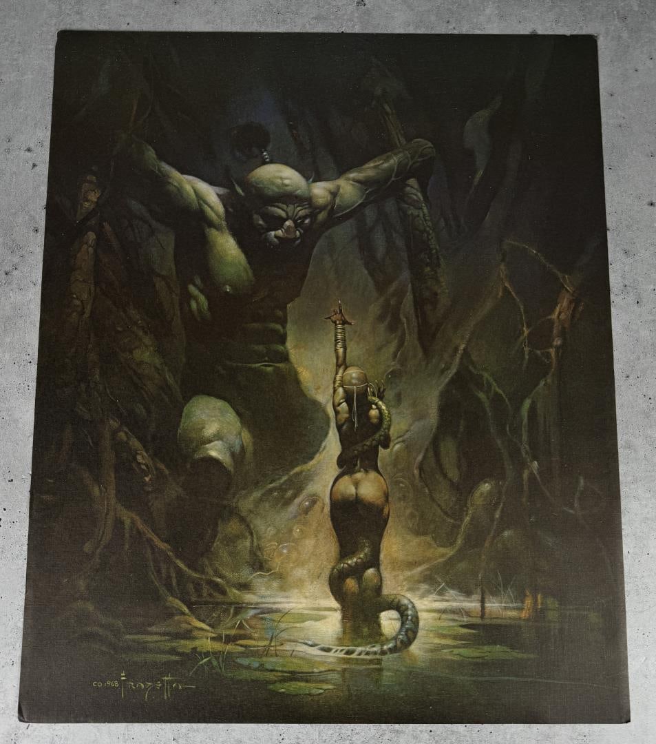Vintage Frank Frazetta Print Swamp Demon: 20" by 16 1/2"